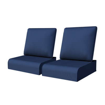 Outdoor 6" Deep Seat Olefin Cushion, Water & UV Resistant Removable Cover, 2 Color Options(2 PCS)