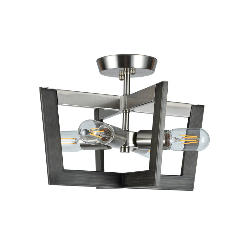 Valenzuela 4 Lamp Square Nickel Metal Semi-Flush