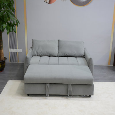 Lit moderne en velours avec dossier réglable, 2 poches latérales et coussins, fonction coulissante, gris pour le salon, cabine, coussins de sacs, maisonnette fonctionnelle