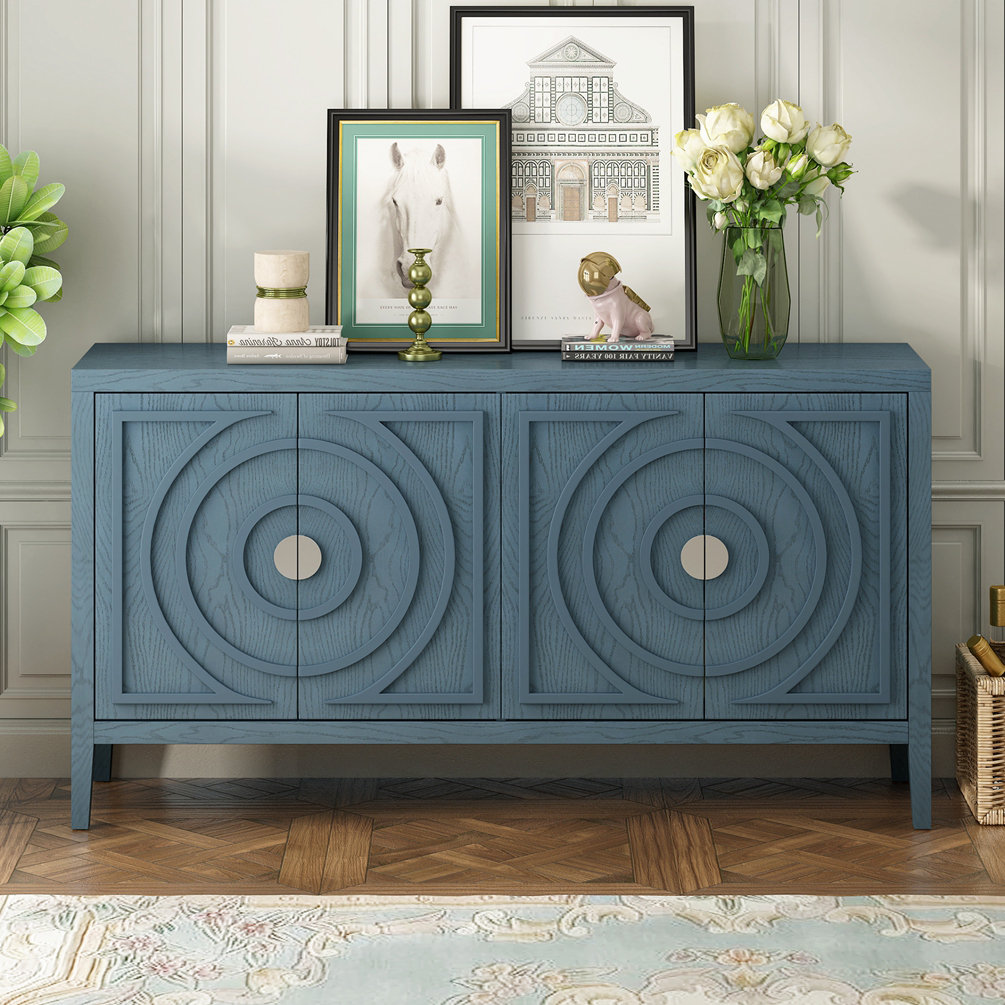 Latitude Run® Retro Sideboard door with Circular Groove Design