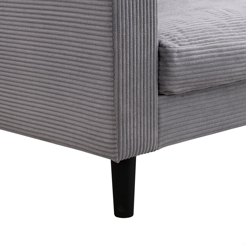 Defoor 74.8-inch High Resilience Corduroy Sofa, Light Gray, 34.6" H x 57.9" W x 30.7" D