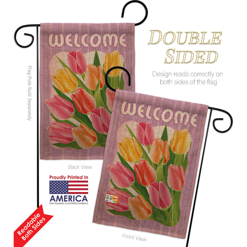 Tulipe en polyester 2 côtés 18,5 x 13 po welcome ensemble de drapeau