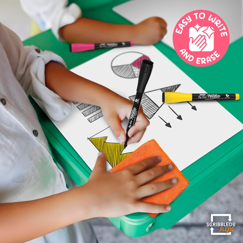 Scribbledo Small Grid Dry Erase Sheets 9”x12”