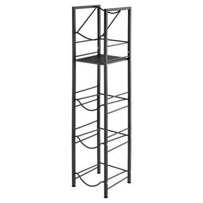 Porte-bidon à eau, support de rangement pour bouteilles d'eau à 3 et 5 gallons à 5 niveaux pour 4 bouteilles, organisateur de cruche d'eau en métal robuste avec tablette de rangement, pieds et poignée réglables pour la cuisine