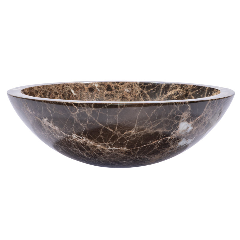 Dark Emperador Marble Circular Bathroom Vessel Sink