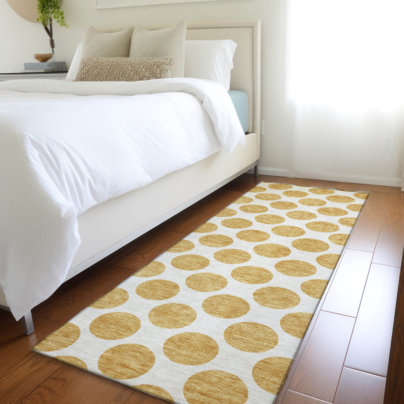 Premium Machine Washable Prisco Gold Rug, Runner 2'3" x 7'6"