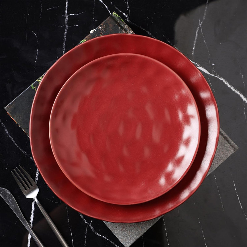 Service de vaisselle 16 pièces en porcelaine Stone Lain Sam, service de vaisselle pour 4, rouge