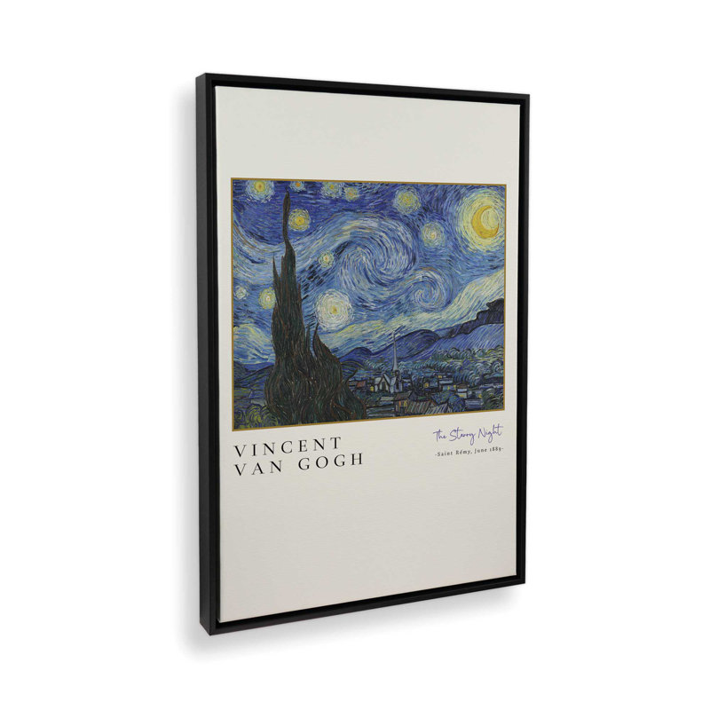 Van Gogh's The Starry Night, Satin Black Floater Framed, 36.75" H x 24.75" W