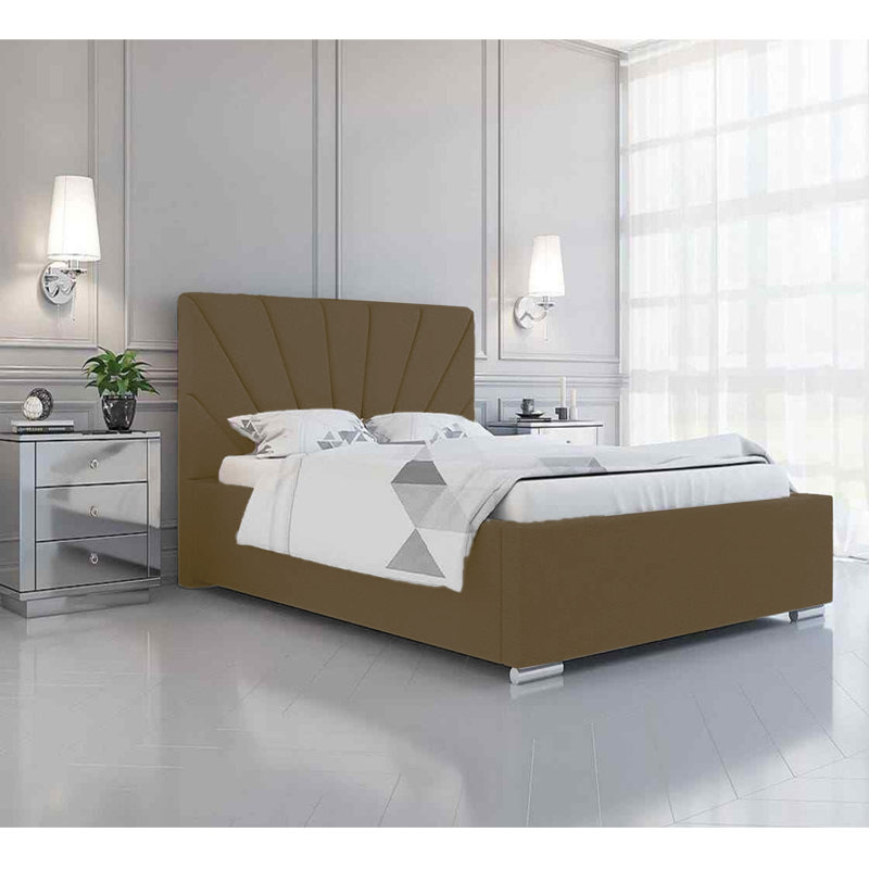Sunrise Abubaker Upholstered Bed Frame - Plush Velvet with Headboard and Sprung Slats, Mink, Double (4'6)