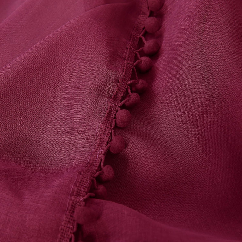 Aeian Semi Sheer Curtain Pair, Burgundy, 60" W x 84" L