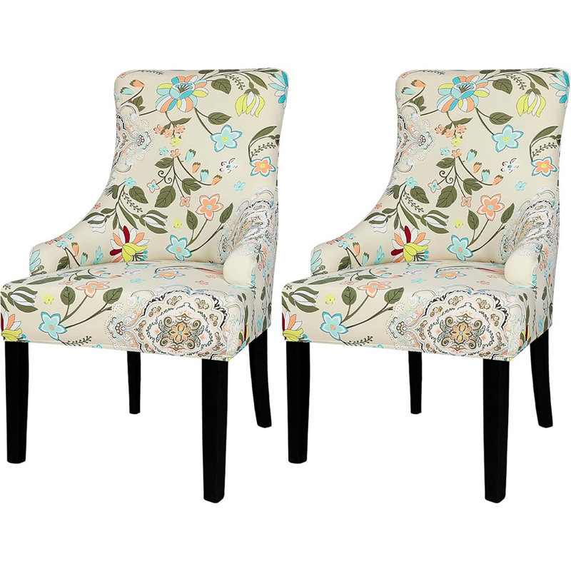 Housses de chaise de salle à manger à oreilles - Tissu extensible à motifs - Protecteur de chaise d'appoint sans accoudoirs - Décoration de maison et de salle à manger
