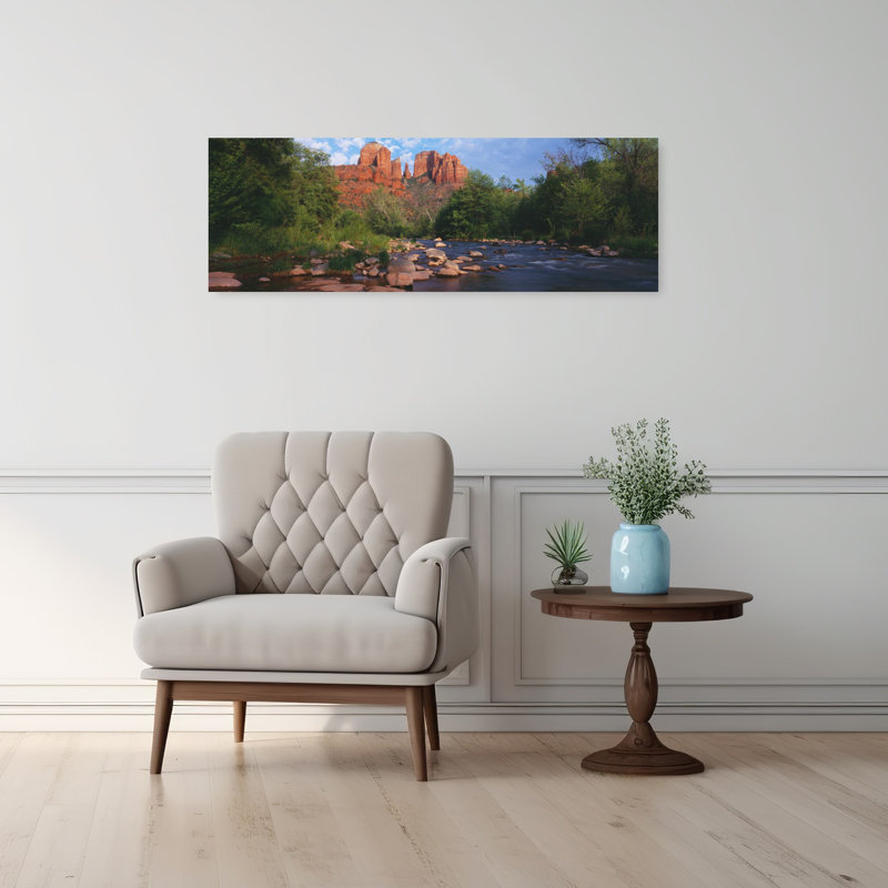 Cathedral Rock Sedona Arizona 1 Piece Wrapped Canvas Panoramic Wall Art, 30.48 cm H x 91.44 cm W