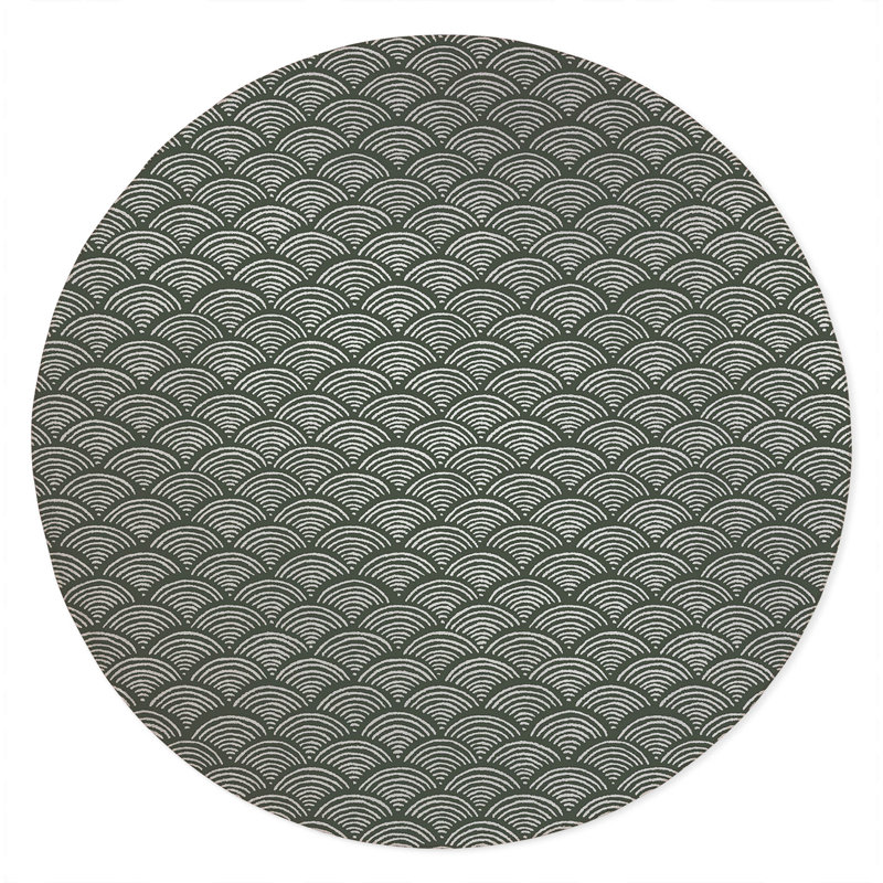 Rolling Waves Non-Slip Outdoor Rug, Round 5'