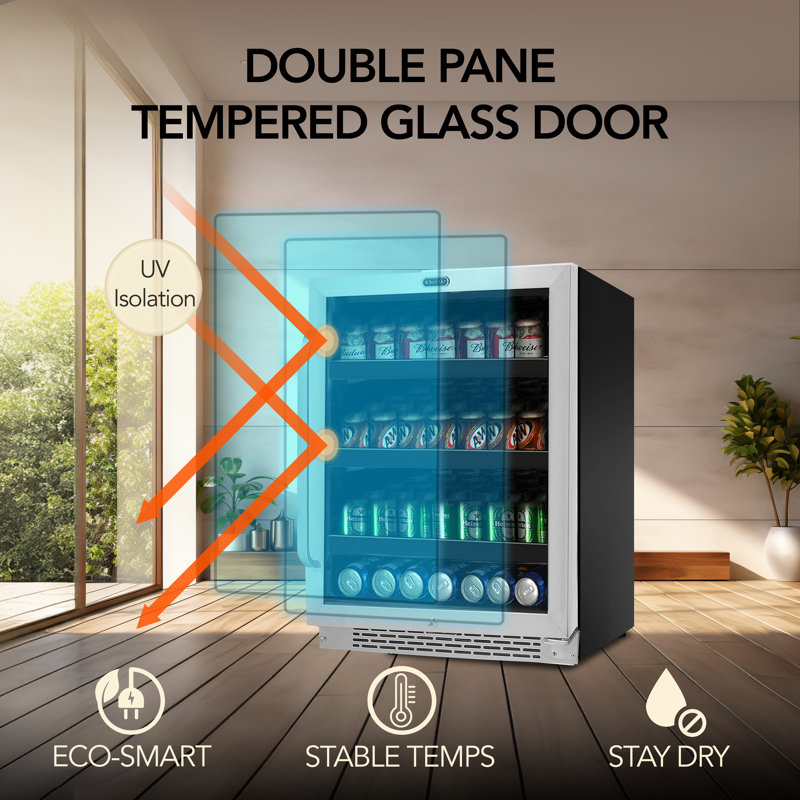Whyter 24" width 182 Cans Stainless Steel Beverage Refrigerator with Digital Control