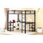 Lit mezzanine double en métal avec bureau et tablettes, lit mezzanine avec échelle et garde-corps, cadre de lit mezzanine pour chambre à coucher-1309034473