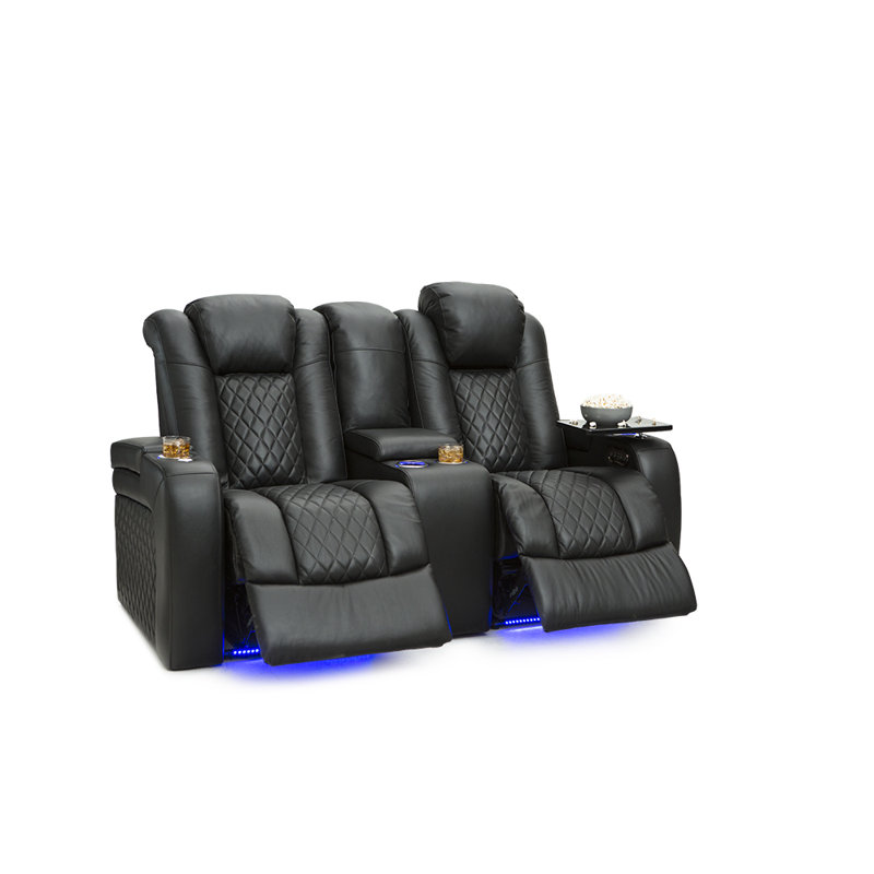Causeuse de cinéma maison Asika, Cuir véritable noir