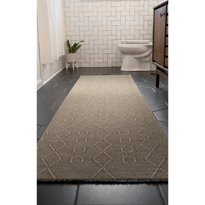 Brenly Geometric Machine Washable Non Skid Indoor Area Rug - Brown