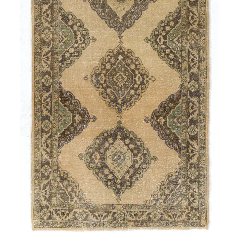 Tapis de couloir rétro Anatolian Oushak