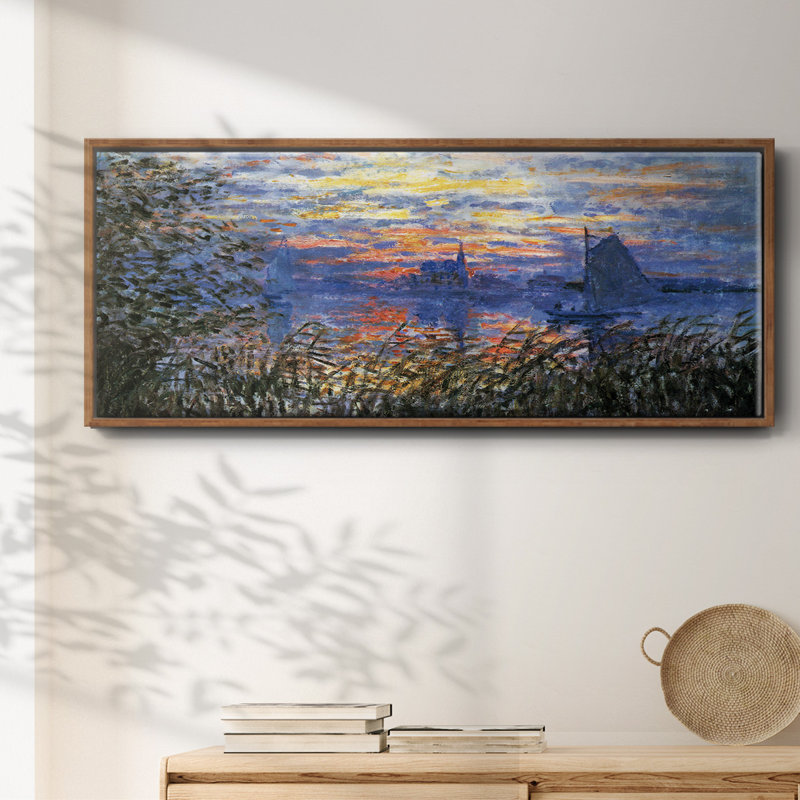 Coucher de soleil sur la seine par Monet - Toile encadrée, H 12 po x l 30 po