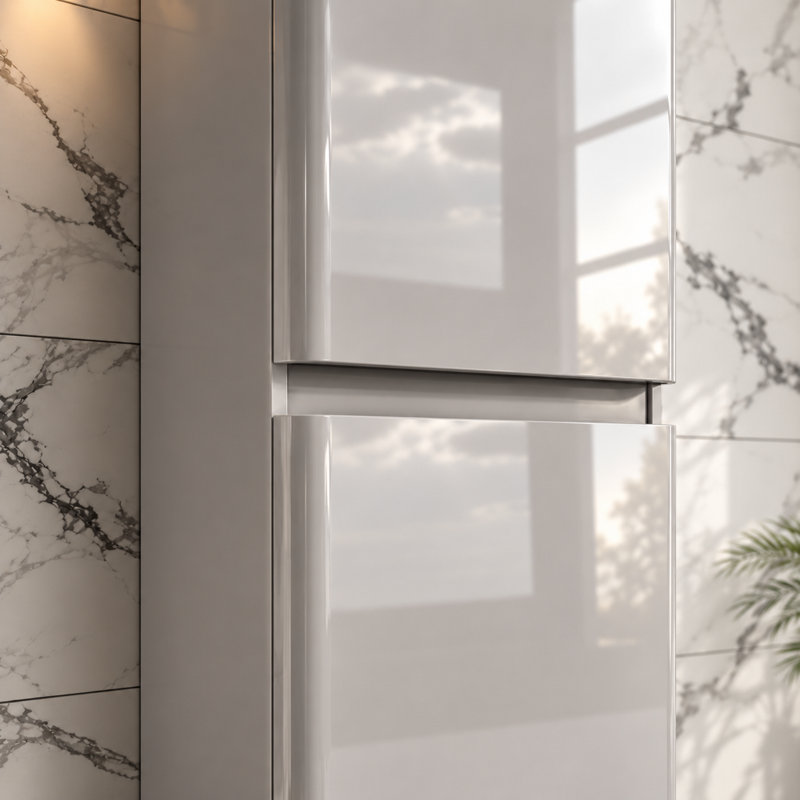 Scandinavian 40cm x 170cm Wall Mounted Cabinet, Light Grey