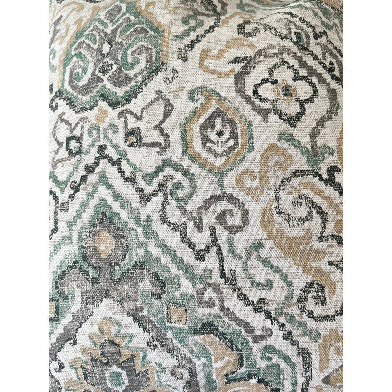  Housse de coussin en coton, Damas, 19,5 po x 19,5 po, Vert / Brun clair