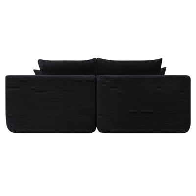 NOUVEAU Canapé modulaire en nuage de 1 à 69 po, méridienne en forme de L avec méridienne en forme de R avec assise profonde et confortable canapé 2 places pour salon moderne (tissu velours côtelé), noir