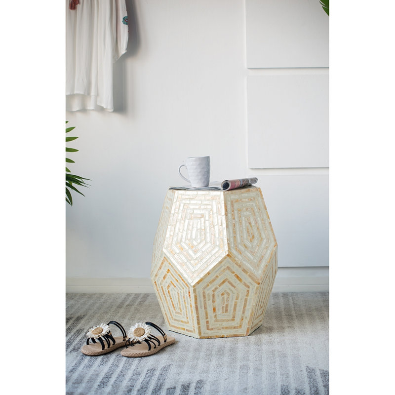 Tabouret Capiz 18 po x 18 po x 21 po, crème / jaune