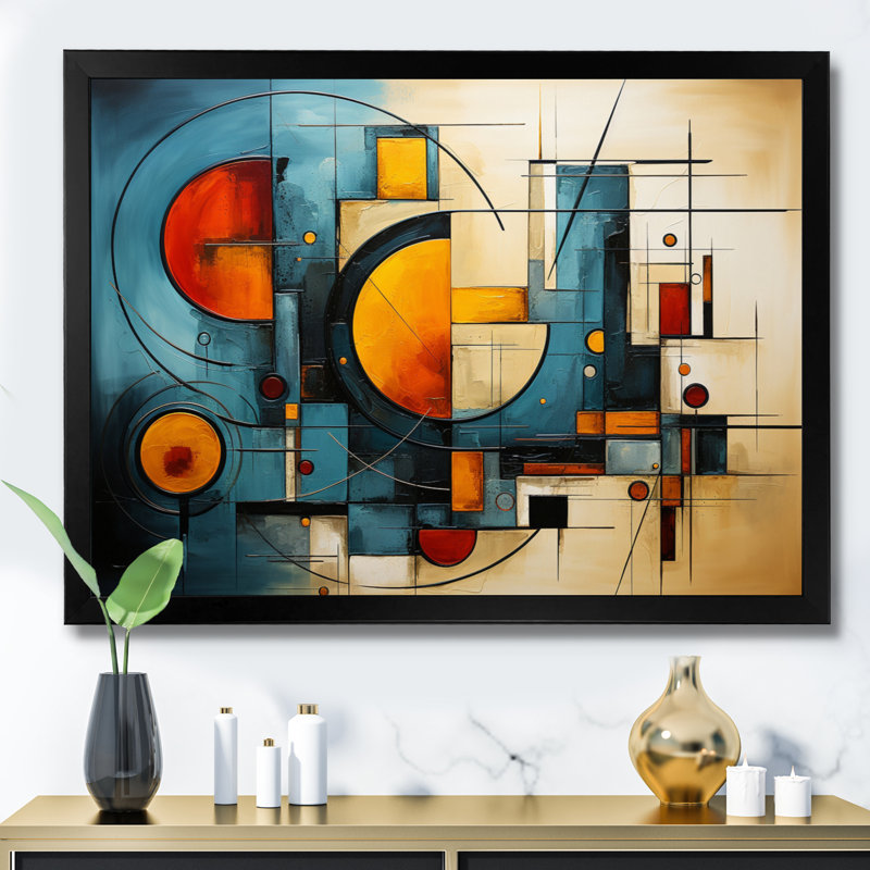 " Electric Array III ", 34" H x 44" W x 1.5" D, Black Floater Framed
