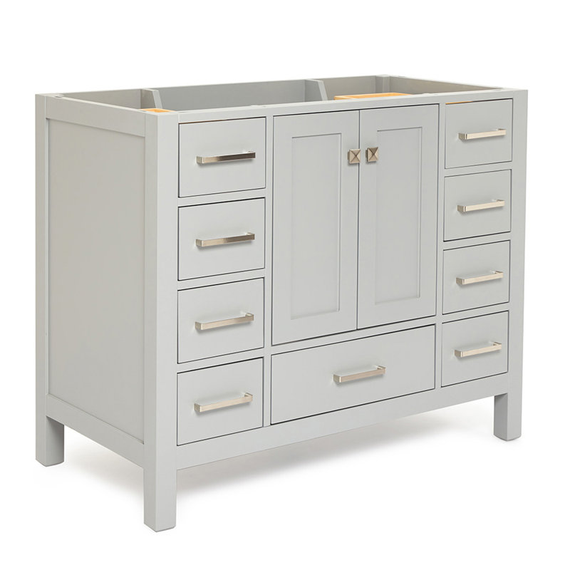 Cambridge 42'' W Single Bathroom Vanity Base, Brushed Nickel, Gray