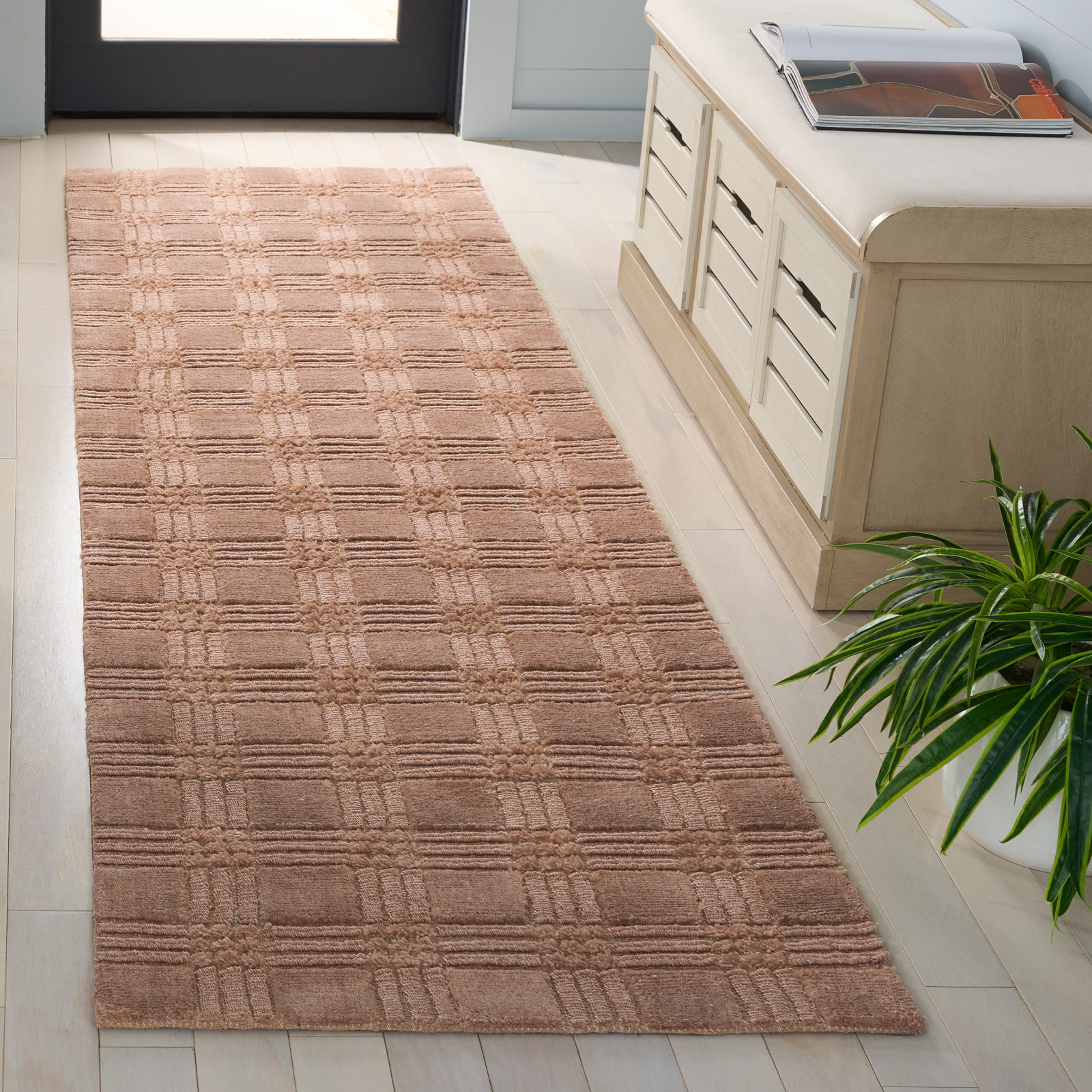 Hand-Loomed Plaid Performance Rug, Runner 2'3" x 8'