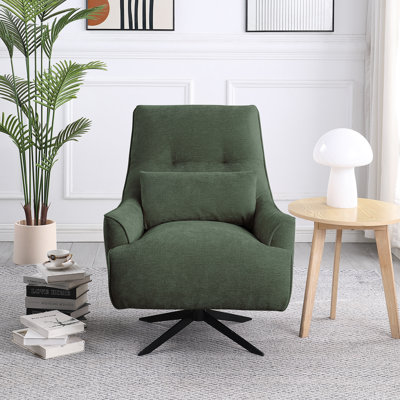 Upholstered Swivel Accent Chair with Pillow for Living Room and Bedroom