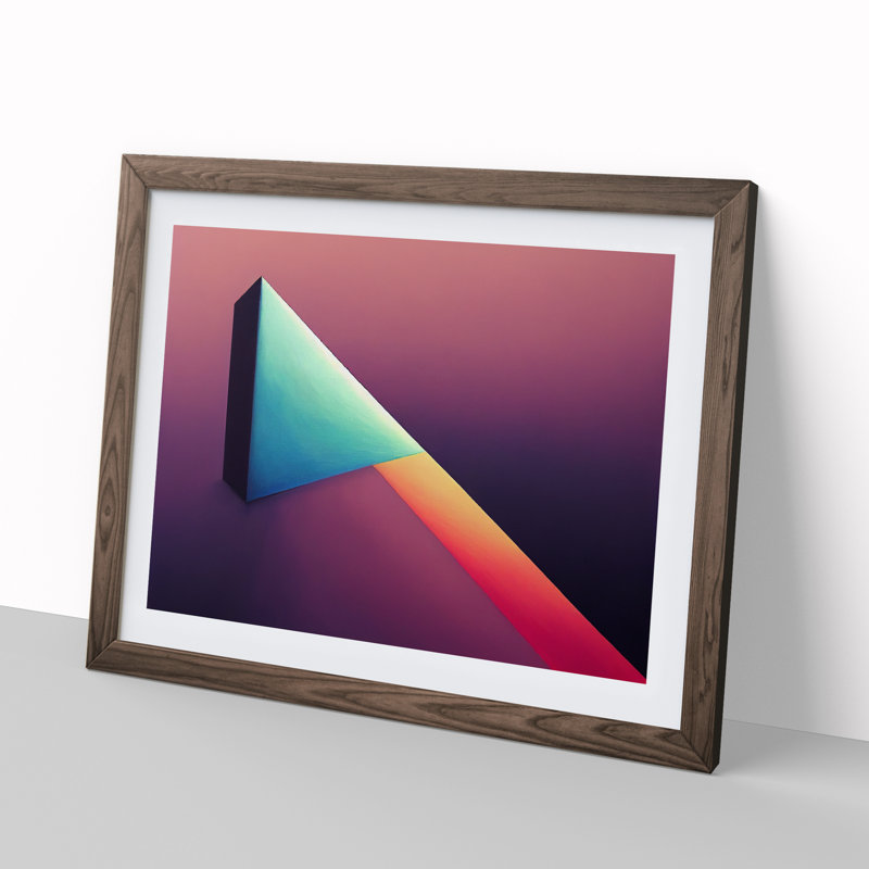 Minimalism Abstract Art - Single Picture Frame Print, 46cm H x 64cm W x 2cm D, Walnut