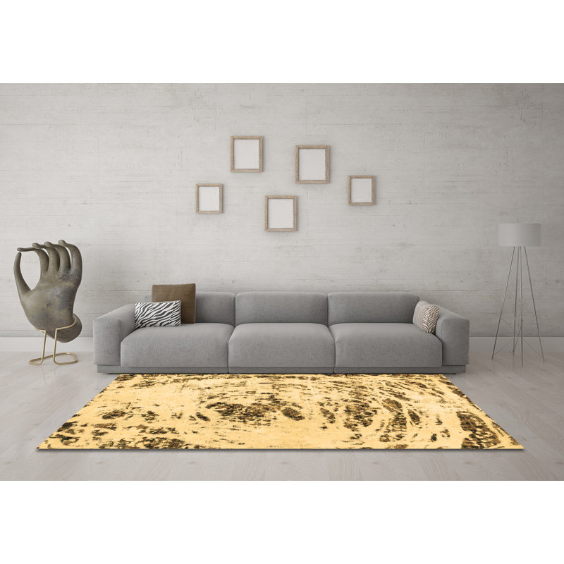 Washable Abstract Indoor Rug, Square 6'