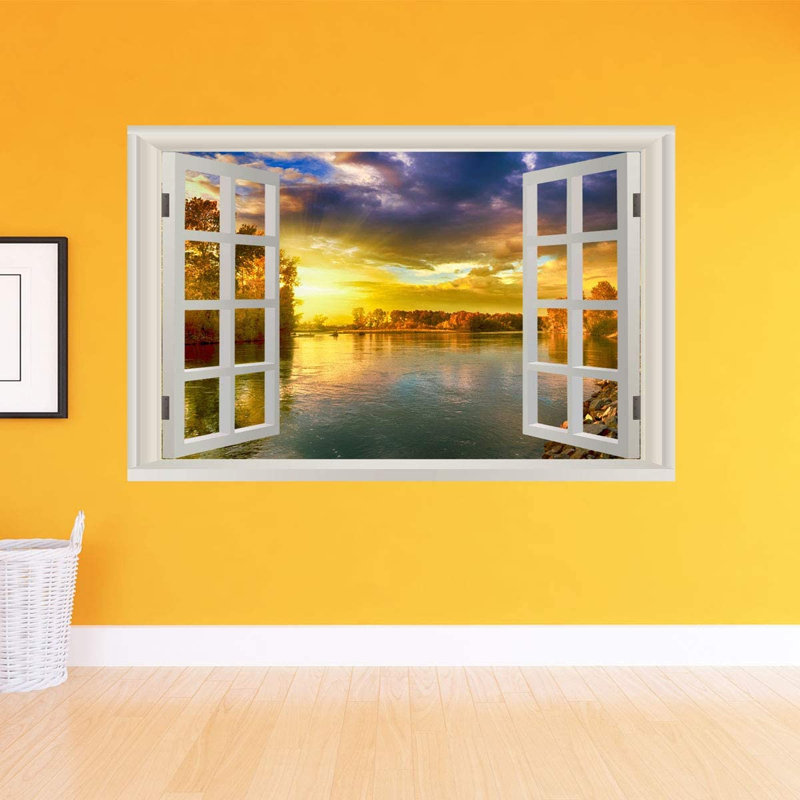 Adhésif décoratif coucher de soleil sur le lac Sunset, H 28 po x l 42 po x P 0,7 po