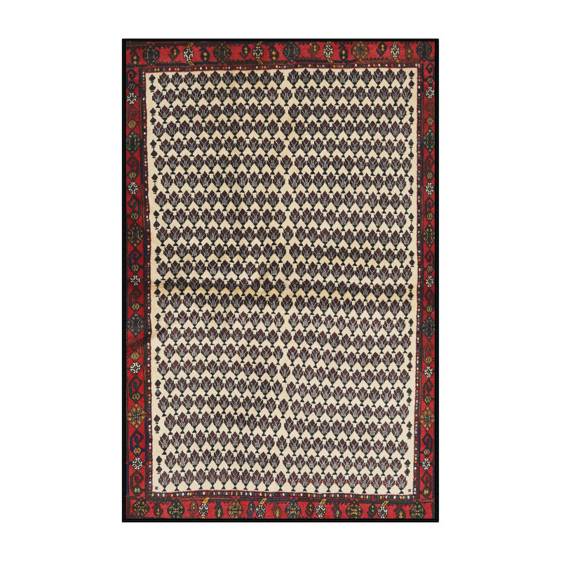 Tapis beige/noir/rouge contemporain Iasos, Rectangle 5 pi x 8 pi
