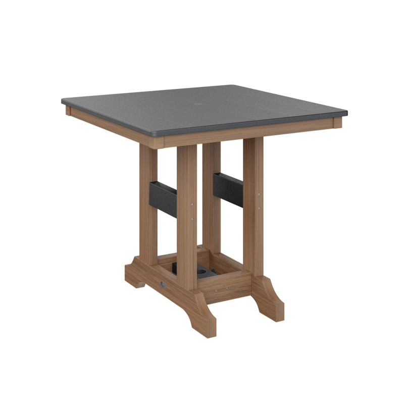 Garden Classic Outdoor Square Bar Table, Antique Mahogany, Black, 35.5" H x 33" W x 33" D