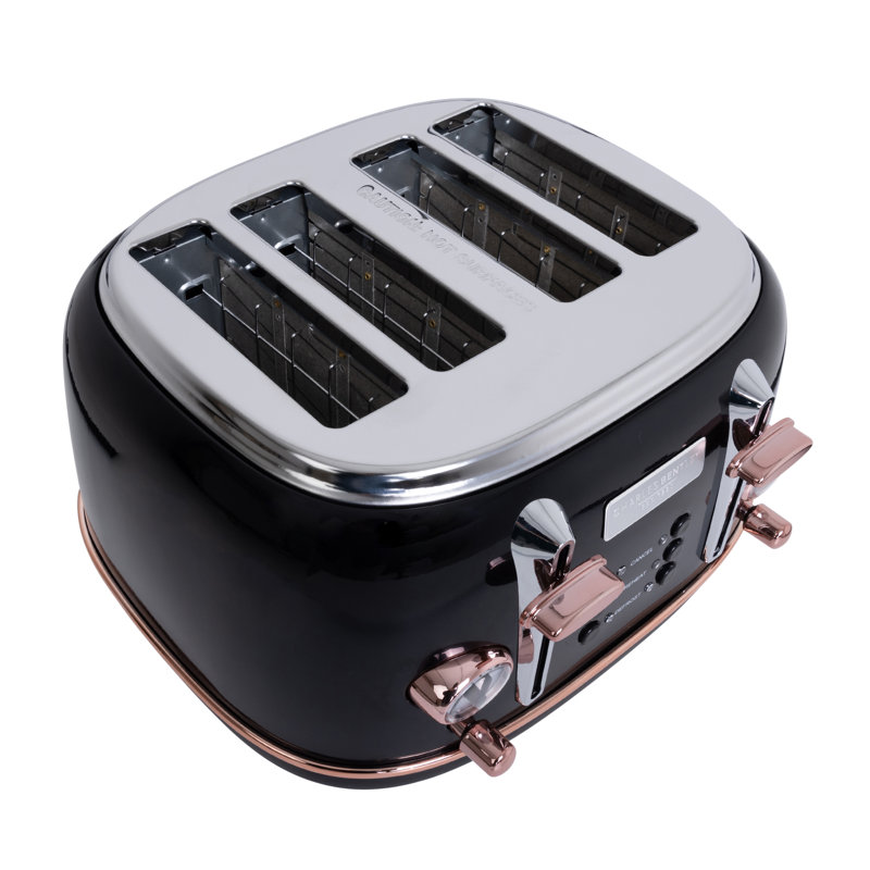 4 Slice Toaster, Black/Rose Gold