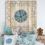 Conque bleue sur un motif côtier bleu - Impression nautique et côtière sur bois de pin naturel-37113338
