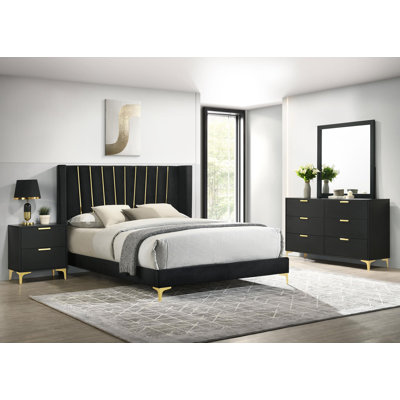 Pierre 4-Piece Eastern King Bedroom Set Black