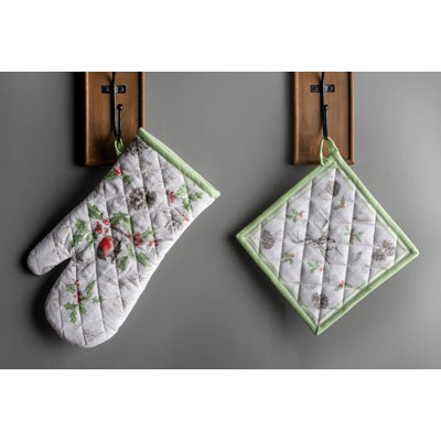 Maison D' Hermine Paisley Linen Potholder & Oven Mitt Set