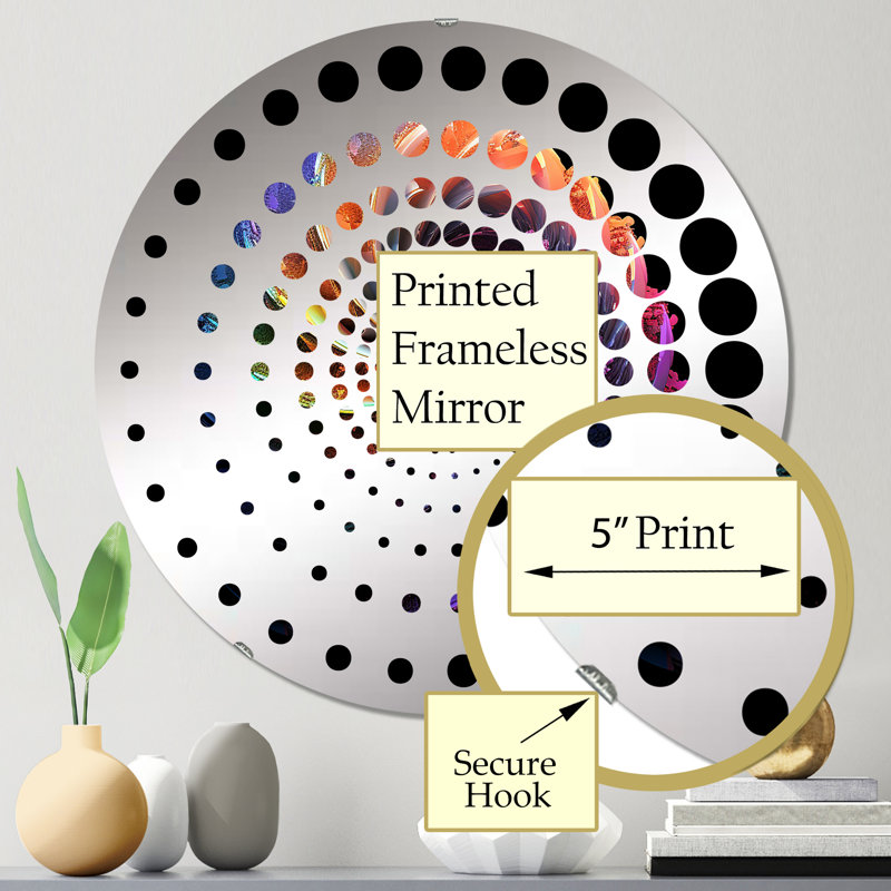 3D Spiral Rainbow Shapes IV - Miroir mural, 23,6 po x 23,6 po