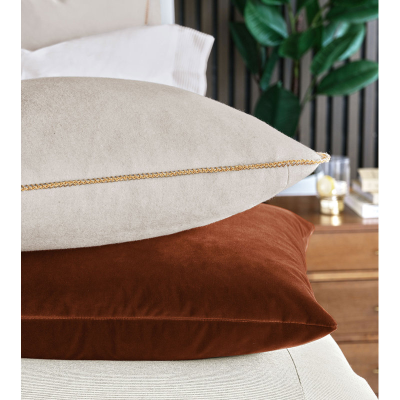Uma Cotton/Polyester Blend Velvet Reversible Throw Pillow, 22"H x 22"W x 6"D, Orange