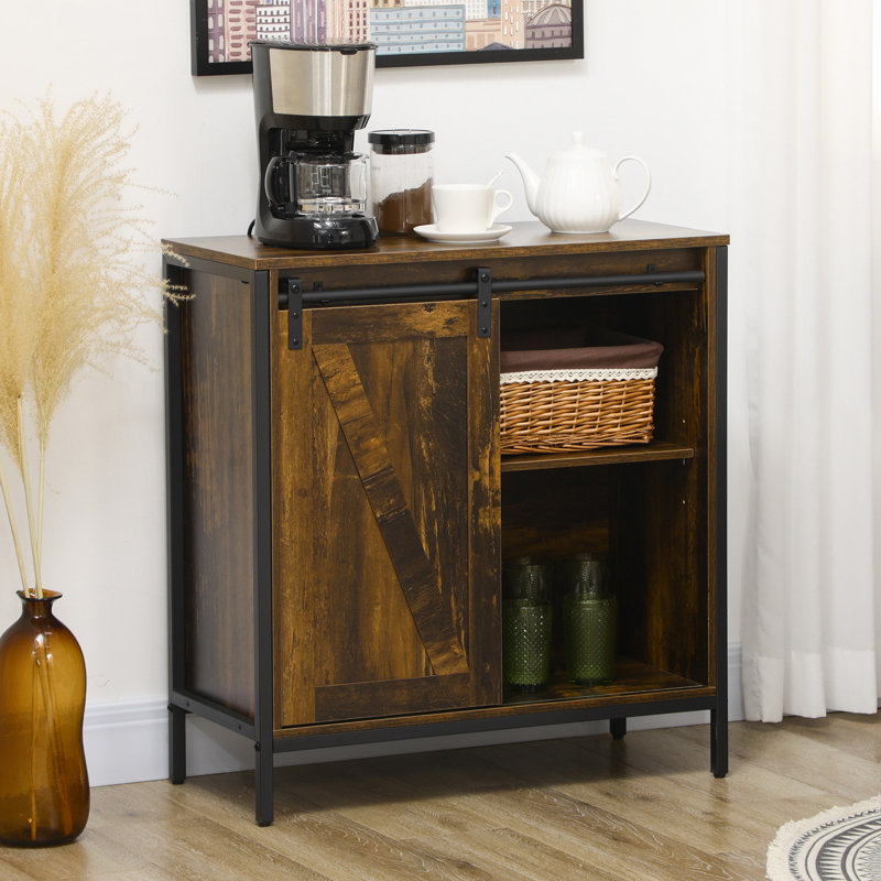 Farmhouse Sideboard,Buffet table,Dining cabinet with Sliding Barn Door and Adjustable Shelf, Rustic Brown