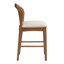 Tabouret de bar Cayli, hauteur d'assise 66 cm, style moderne du milieu du siècle, en bois d'hévéa naturel, avec dossier en rotin et assise rembourrée.-135737777-135737781