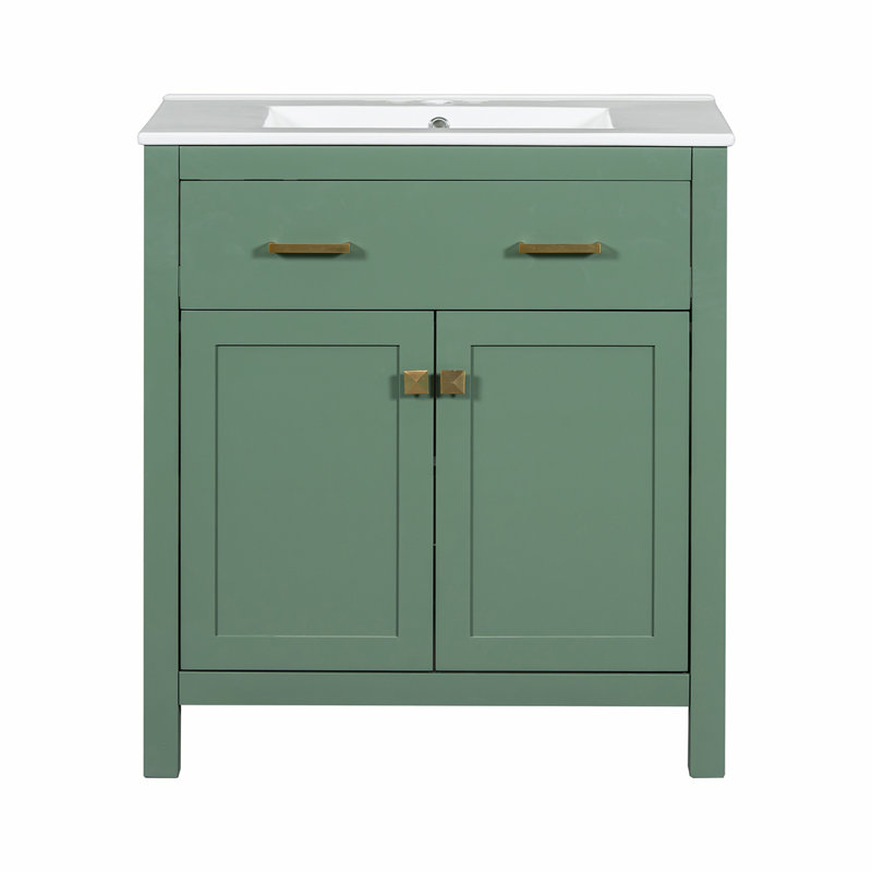 Meuble-lavabo 30 po avec lavabo en céramique, Vert