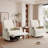 Upholstered Classic Wing Back Manual Handle Swivel Rock Glider Recliner Set of 2-1480243186