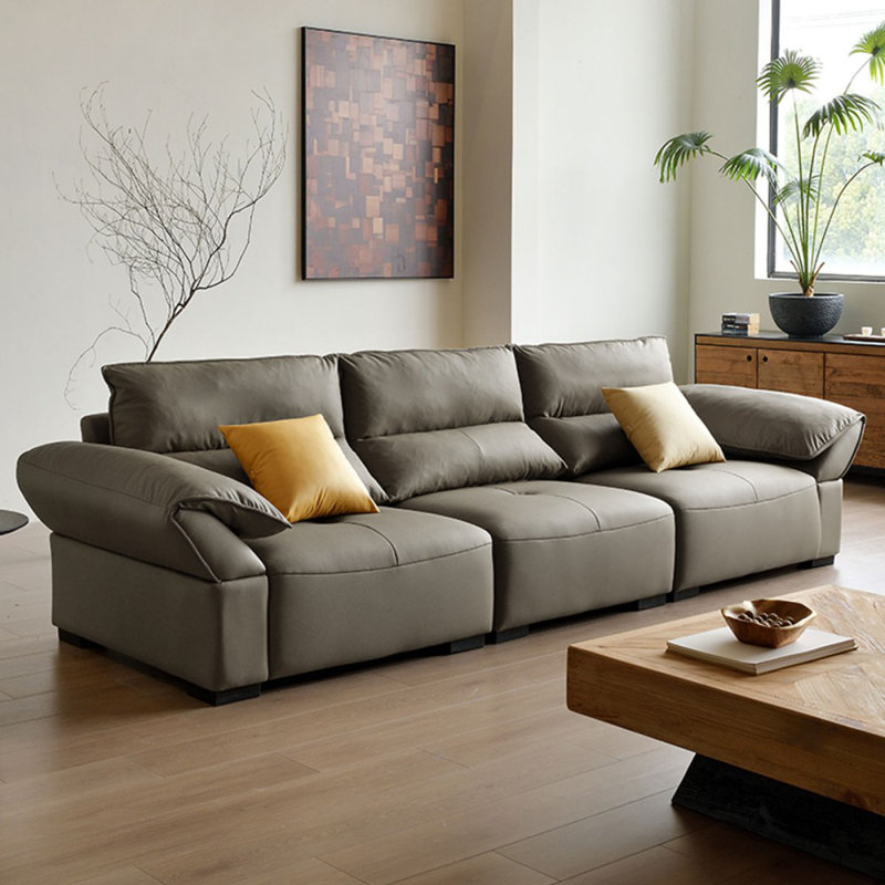 Canapé modulaire en similicuir, Gris, H 37,4 po x l 125,98 po x P 39,37 po, 5