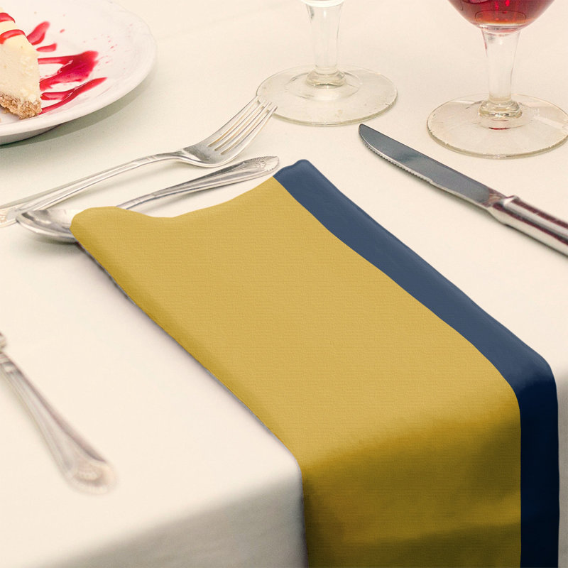 Nashville Striped Square Napkin, 22" x 22", Gold/Blue/Gold, Polyester