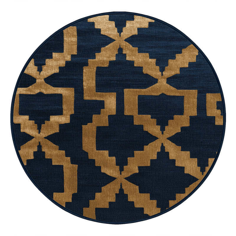 Machine Washable Trellis Gray Area Rug, Round 4'