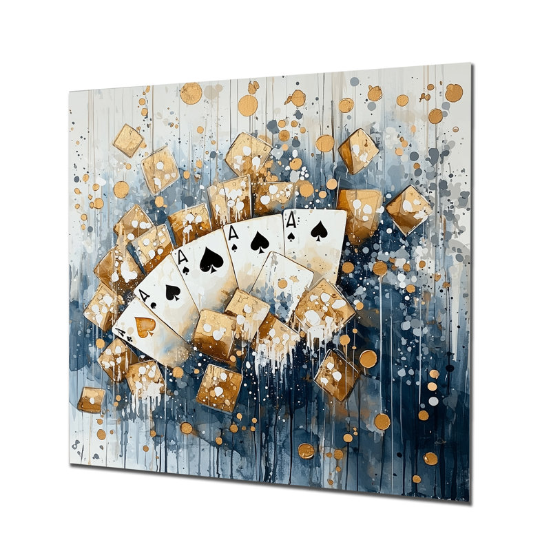 Casino Modern Baccarat Cards III - Entertainment Metal Wall Art, Casino Metal Print, 16" H x 16" W